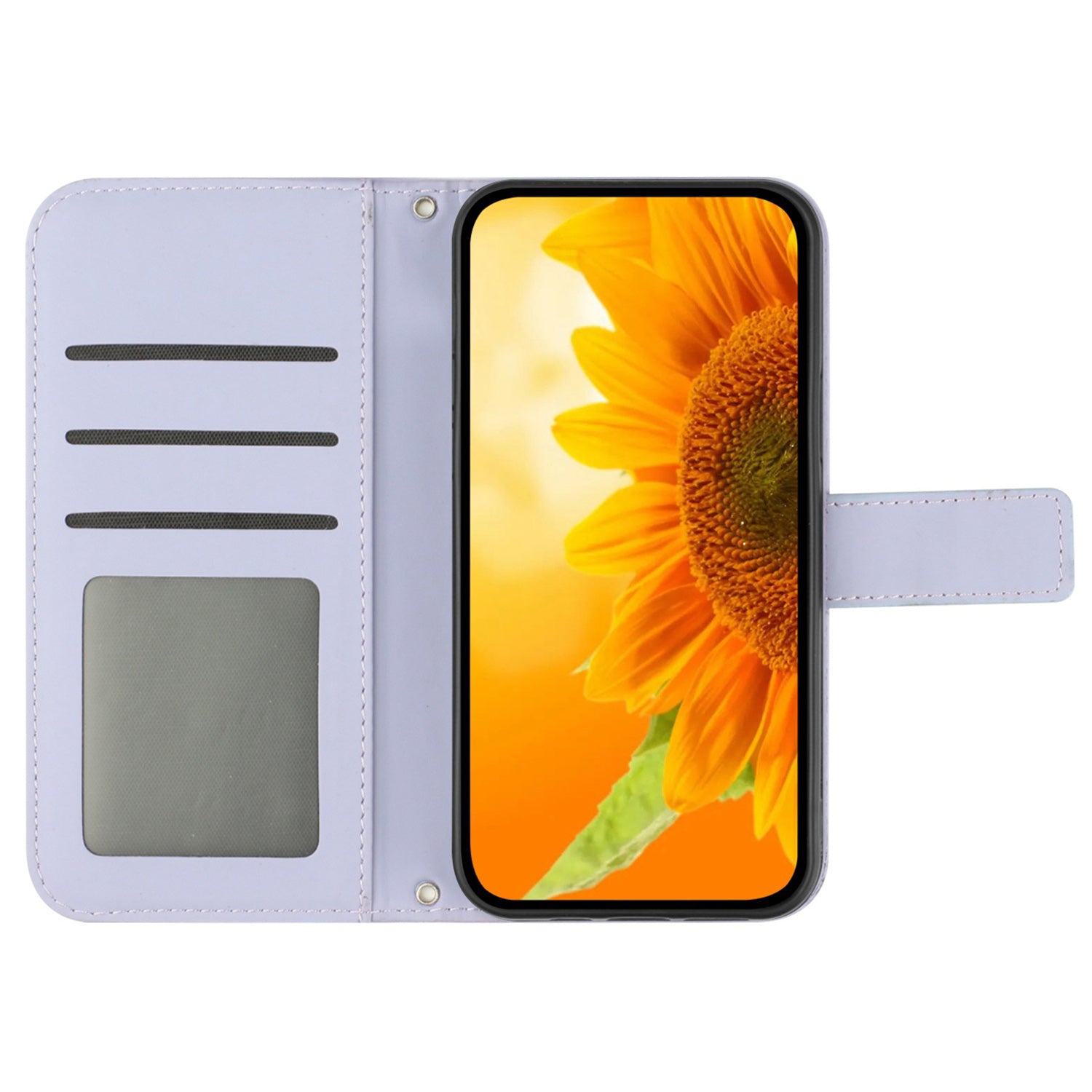 HT04 For Xiaomi Redmi 13C 4G / 5G / Poco C65 4G Case with Wrist Strap Sunflower Phone Wallet Cover - Light Purple HT04 For Xiaomi Redmi 13C 4G / 5G / Poco C65 4G Case with Wrist Strap Sunflower Phone Wallet Cover - Light Purple